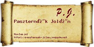 Paszternák Jolán névjegykártya